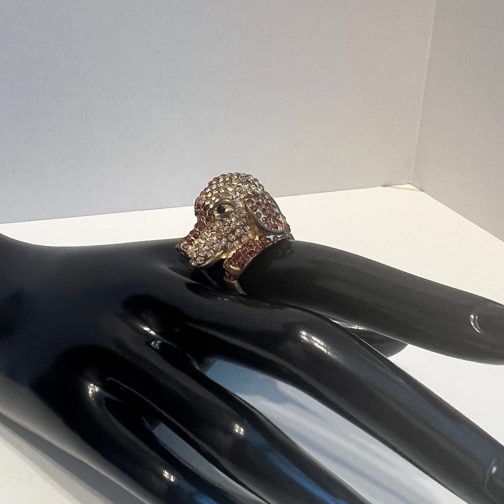 Large Dog Head Multi-Colored Crystal Studded Stretch Statement Ring SO‎ CUTE!